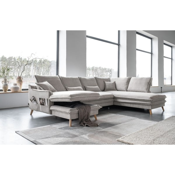 Divano letto angolare beige (angolo destro/"U") Charming Charlie - Miuform-image-4
