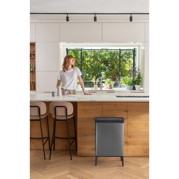 Cestino per la spazzatura grigio touch in plastica riciclata 54 l Verto High - Curver-image-1