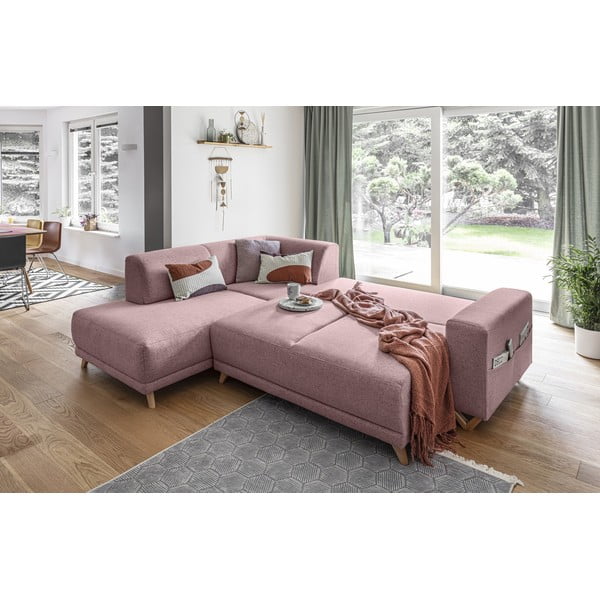 Divano angolare rosa allungabile e con contenitore (penisola a sinistra/a L) Classy Sophie – Miuform-image-4