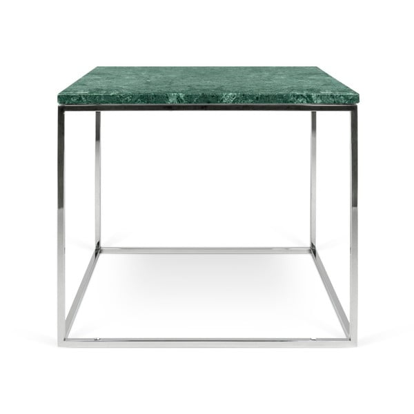 Tavolino in marmo verde con gambe cromate Gleam, 50 x 50 cm - TemaHome