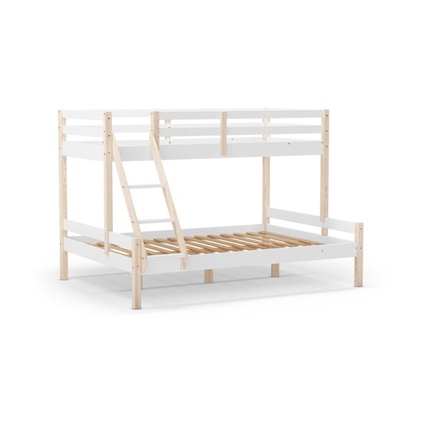 Letto a castello bianco in legno di pino 90x190/140x190 cm Livia - Marckeric