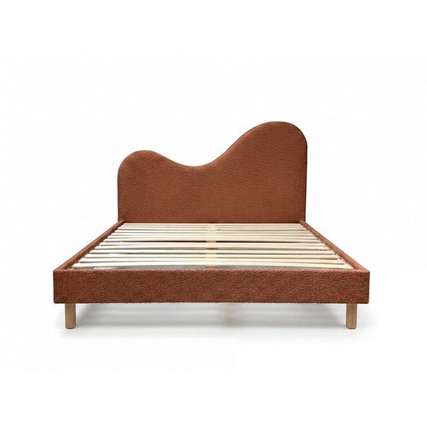 Letto matrimoniale imbottito color terracotta imbottito con rete inclusa 160x200 cm Celina – Bobochic Paris