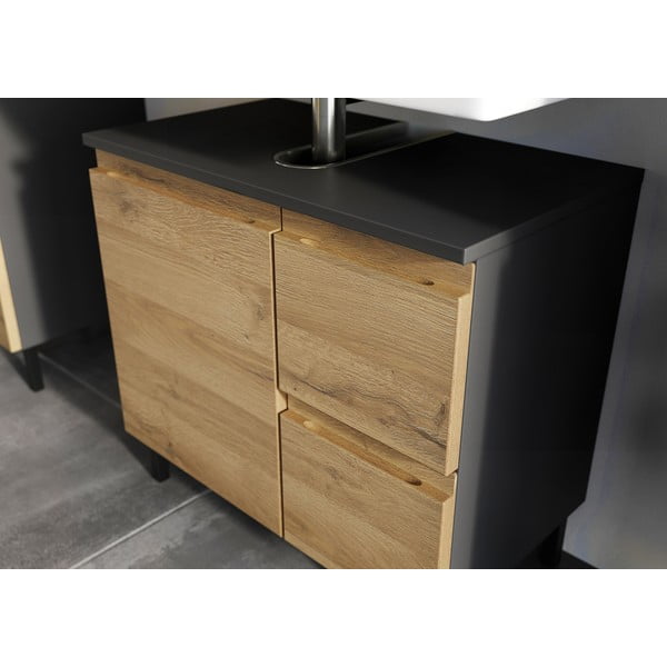 Mobile sotto lavello grigio scuro in rovere 60x56 cm Salinas - Germania-image-1