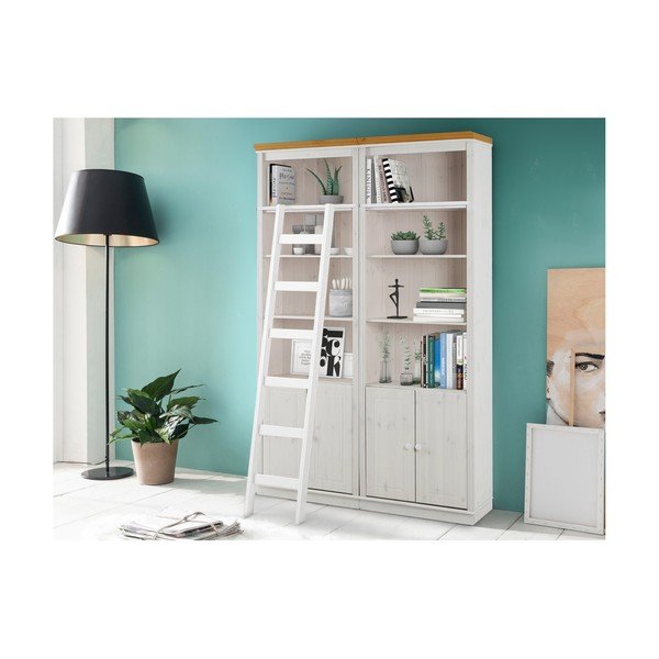 Libreria in legno di pino bianco 148x223 cm Anita - Støraa-image-1