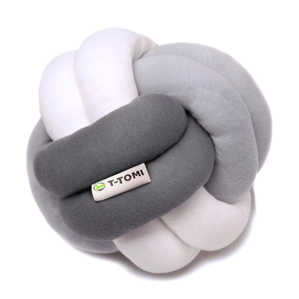 Pallone in maglia di cotone grigio e bianco, ø 20 cm - T-TOMI