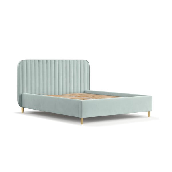 Letto matrimoniale color menta imbottito con spazio contenitivo con griglia inclusa 120x200 cm Noto – Maison de Rêve