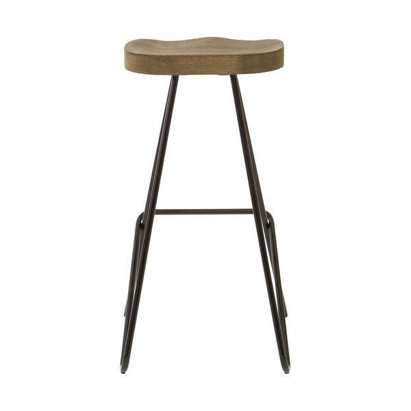 Sedia da bar nera/di colore naturale in olmo massiccio (altezza della seduta 78 cm) District – Premier Housewares-image-2