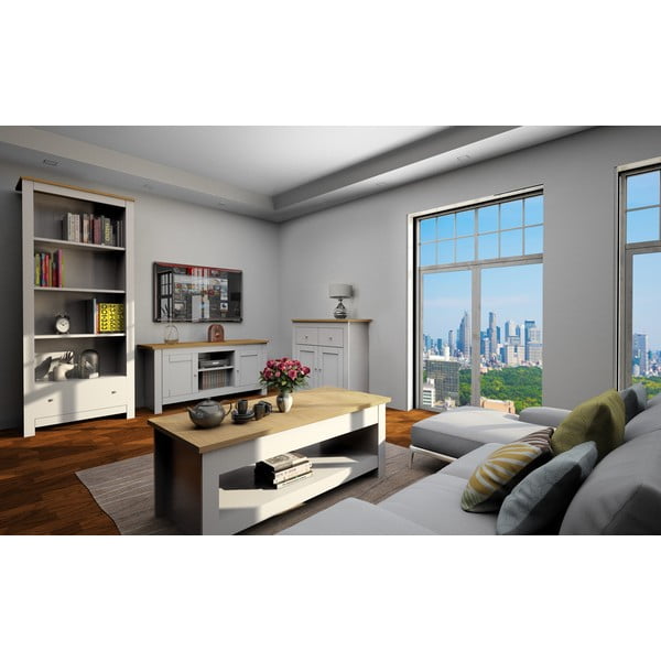 Cassettiera bassa in rovere decorato in colore grigio-naturale 79x81 cm Emerald - Støraa-image-1