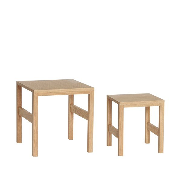 Set di 2 tavolini in rovere naturale 40x40 cm Puzzle - Hübsch-image-3