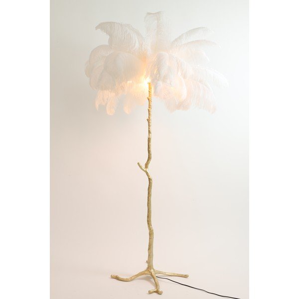 Lampada da terra bianco/oro con paralume di piume (altezza 180 cm) Feather - Light & Living-image-1