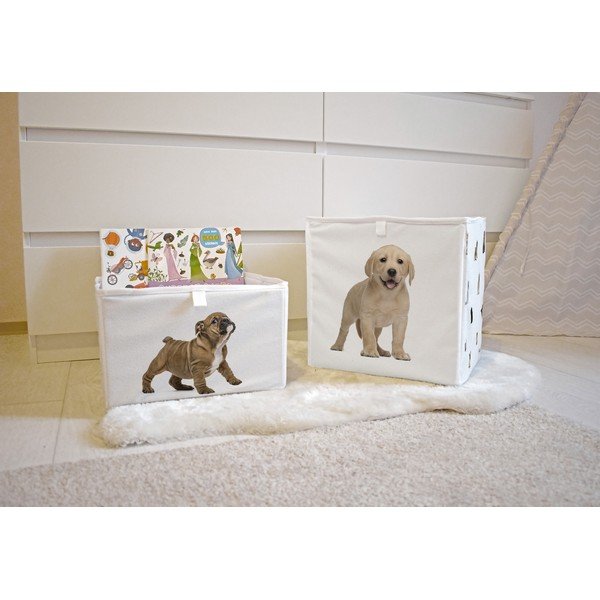 Organizer per giochi da bambino bianco in tessuto 32x32x32 cm The Cutest Ones – Butter Kings-image-1