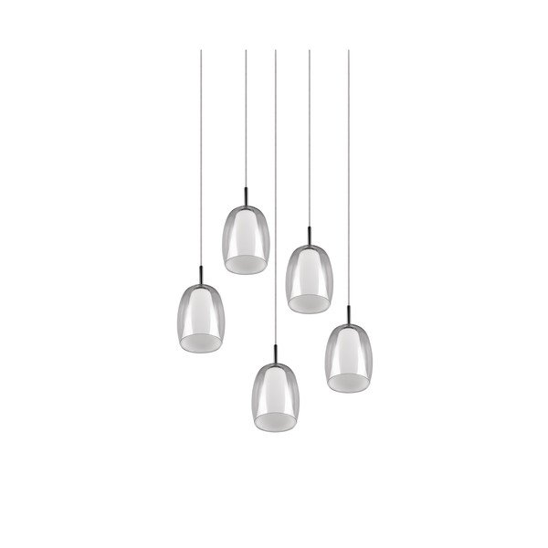 Apparecchio a sospensione con paralume in vetro ø 48 cm in argento Barret - Trio Select-image-3