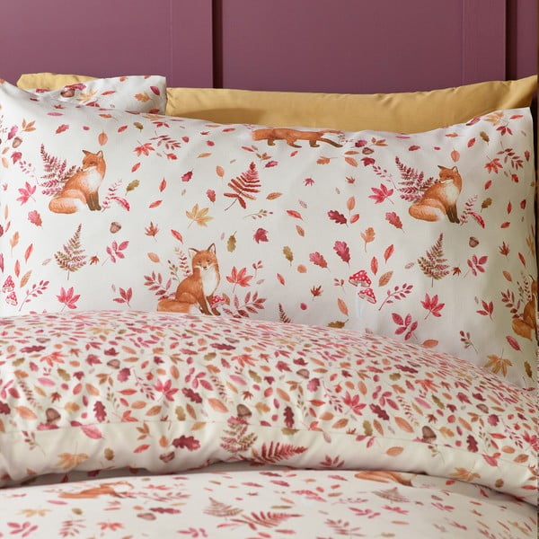 Set copripiumino e federa arancione e beige per letto matrimoniale 200x200 cm Woodland Fox – Catherine Lansfield-image-3