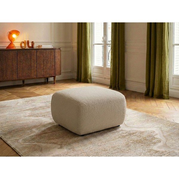 Poggiapiedi beige con rivestimento in bouclé Montaigne – Bobochic Paris-image-1