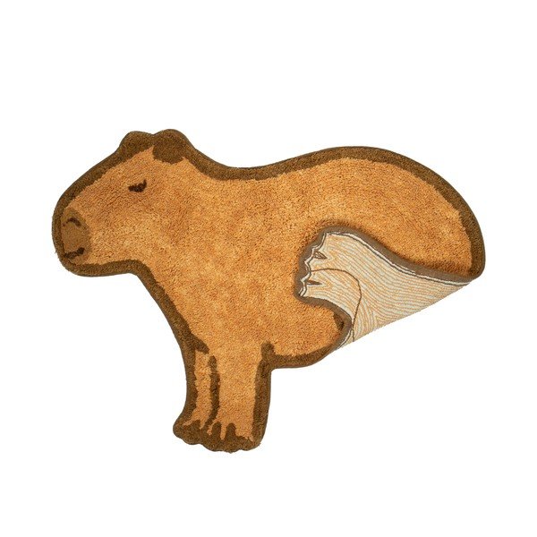 Tappeto per bambini marrone in cotone 52x68 cm Capybara – Sass & Belle-image-1