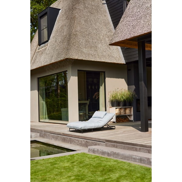 Sdraio da giardino blu in metallo/in imbottito Emma – Hartman-image-4