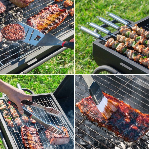 Set di utensili da barbecue in acciaio inox da 11 pezzi con custodia Professional Barbecue - InnovaGoods-image-1