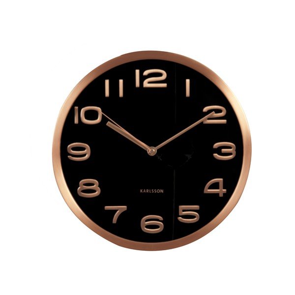 Černé hodiny Present Time Maxie Copper