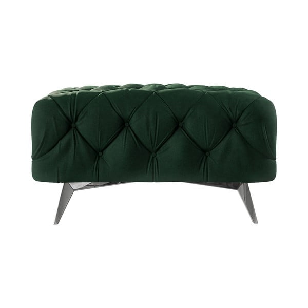 Poggiapiedi verde scuro con rivestimento in velluto Chelsea – Ropez-image-2