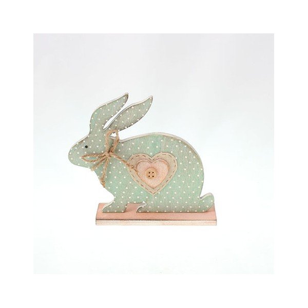 Dekorativní dřevěný modrý zajíc, 15 cm