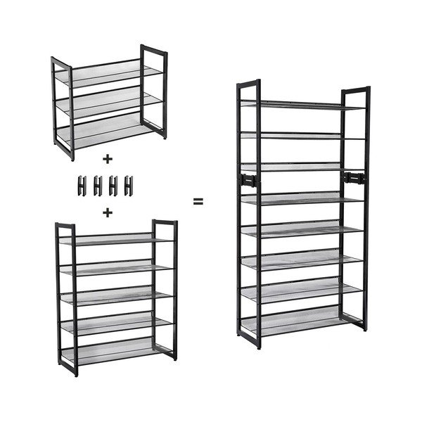 Scaffale in metallo nero per 15 paia di scarpe - Songmics-image-4