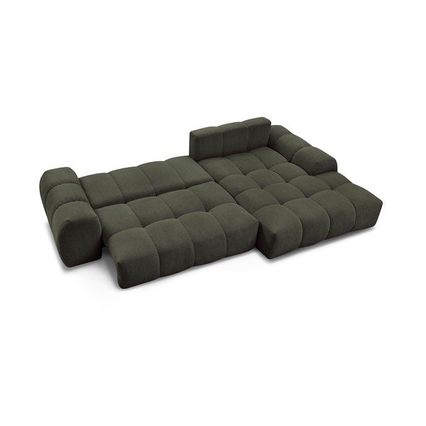 Divano angolare verde allungabile e con contenitore (penisola a destra/chaise lounge) con rivestimento in ciniglia Everest – Bobochic Paris-image-4