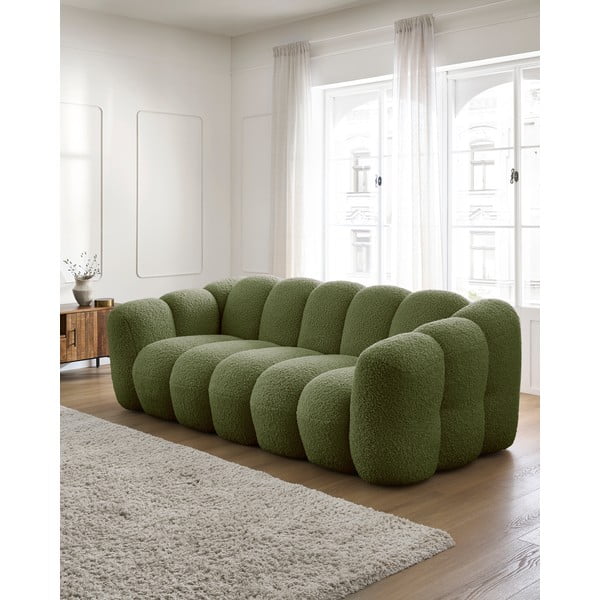 Divano verde con rivestimento in bouclé 232 cm Hippolyte – Bobochic Paris-image-1