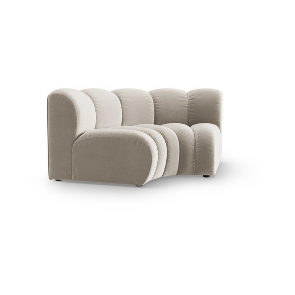 Parte divano componibile color crema con rivestimento in velluto e composizione variabile Lupine – Micadoni -image-1