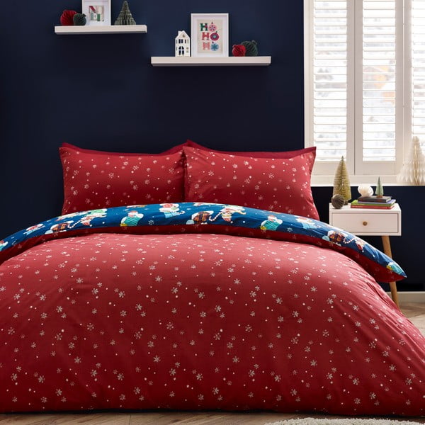 Set copripiumino e federa da bambini rosso e blu per letto matrimoniale 200x200 cm Christmas Elves – Catherine Lansfield-image-2