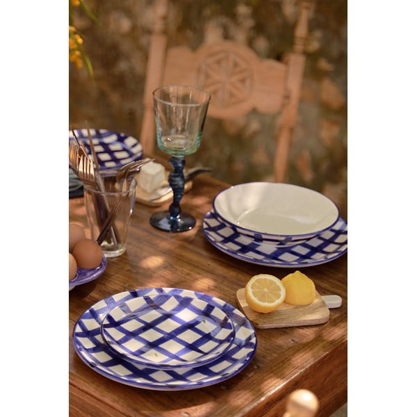 Ciotola in ceramica blu e bianca Linee, ø 23 cm - Tierra Bella-image-1