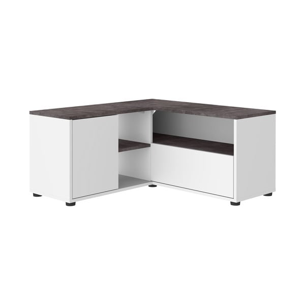 Tavolo TV grigio e bianco in cemento 90x45 cm Angle - TemaHome