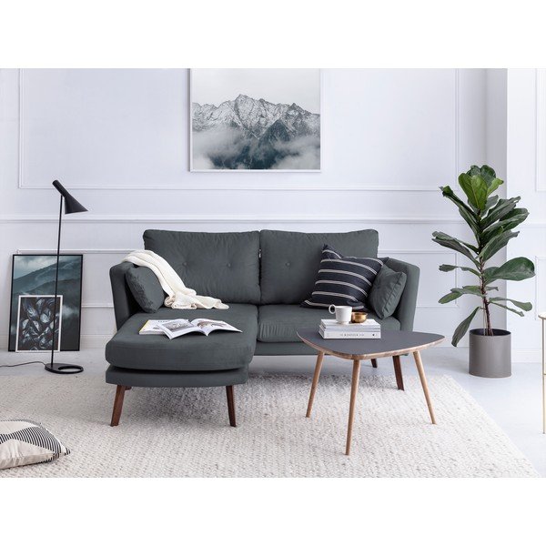 Divano grigio a tre posti Elena, con un lettino nell'angolo a sinistra - Mazzini Sofas-image-1