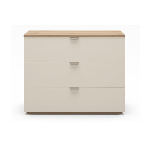 Cassettiera effetto rovere in colore crema-naturale 100x80x40 cm Dennis - Marckeric