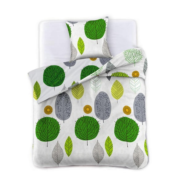 Biancheria in cotone verde per letto singolo 140x200 cm Green Leaf - AmeliaHome