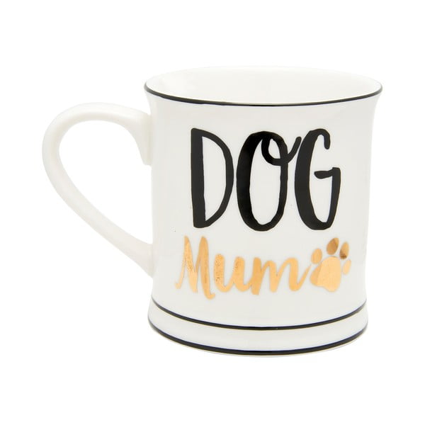 Tazza bianca con dettagli neri e oro Metallic Dog, 400 ml Dog Mum - Sass & Belle