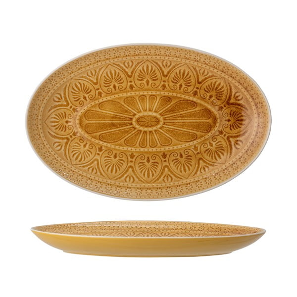 Piatto da portata in gres arancione e giallo , 39 x 25 cm Rani - Bloomingville-image-3