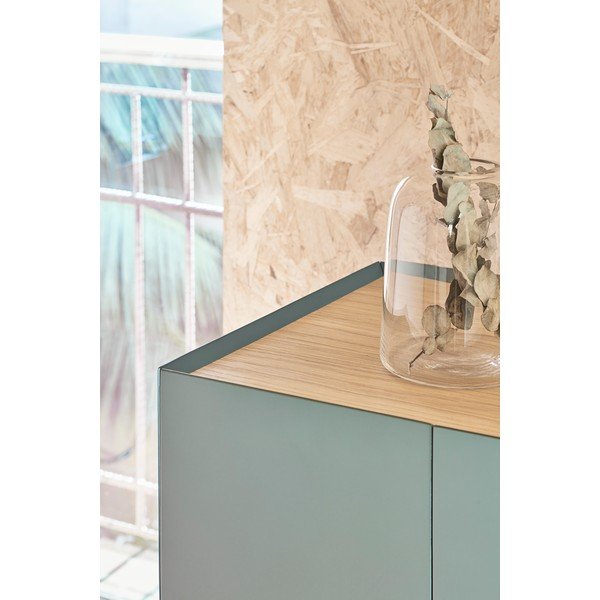Cassettiera alta verde effetto rovere95x120 cm Arista - Teulat-image-2