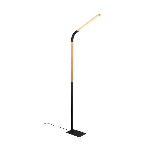 Lampada da terra a LED in colore nero e naturale con paralume in legno (altezza 169,5 cm) Norris - Trio