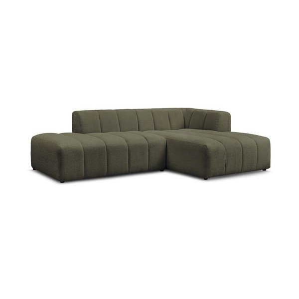 Divano angolare verde (penisola a destra/chaise lounge) con rivestimento in bouclé Annecy – Bobochic Paris-image-3