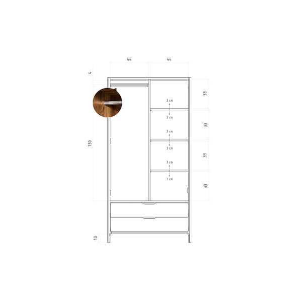 Armadio in legno di quercia in colore naturale 90x188 cm Twig - The Beds-image-4