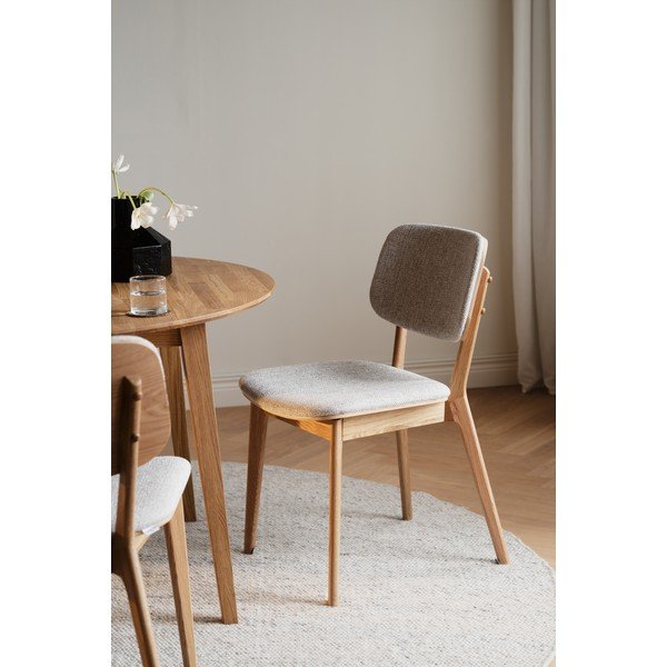 Sedia da pranzo color crema/di colore naturale in rovere massiccio Barrett – Rowico-image-3