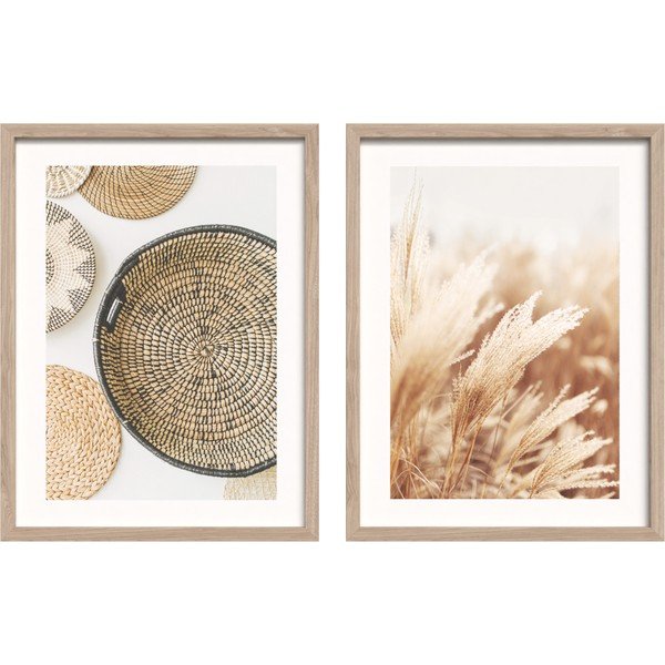 Set di dipinti stampati con cornice inclusa 2 pz 30x40 cm Full Beige – Styler