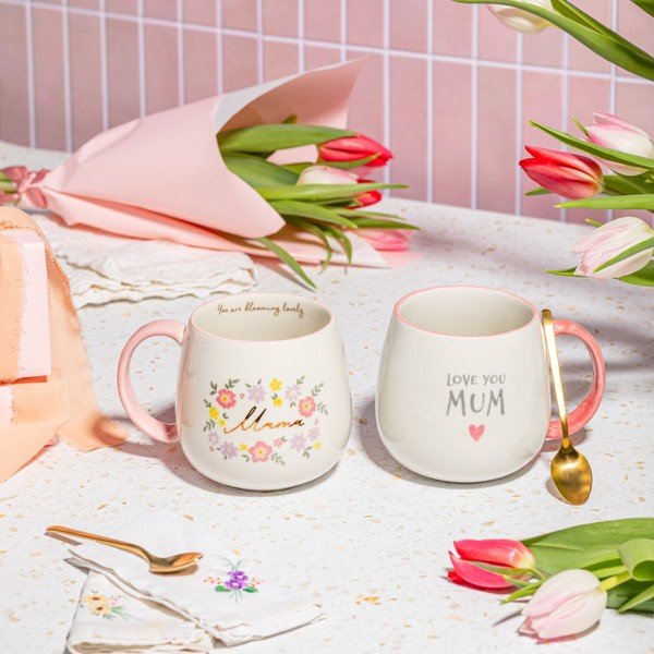 Tazza rosa chiaro in porcellana 450 ml Mama You Are Blooming – Sass & Belle-image-1