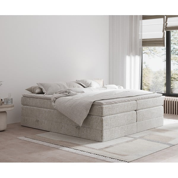 Letto boxspring beige con contenitore/senza testiera 180x200 cm Juniper – Maison de Rêve-image-1