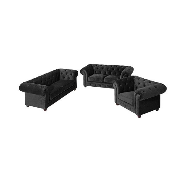 Divano nero Orleans Velvet, 216 cm - Max Winzer-image-2