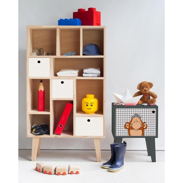 Comodino per bambini bianco e nero in legno di pino Asterix Vichy - Folkifreckles-image-1