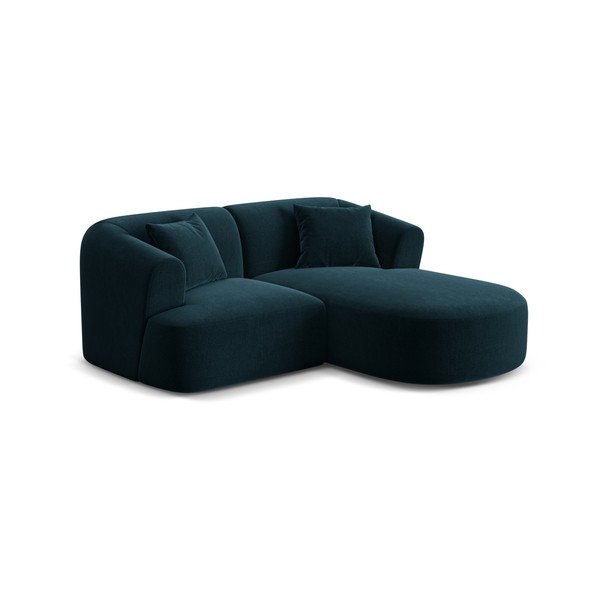 Divano angolare color petrolio (con penisola a destra/con chaise lounge) con rivestimento in velluto Campi – Cosmopolitan Design-image-2
