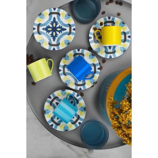 Set di 4 tazze e piattini Geometric, 90 ml - Kütahya Porselen-image-1