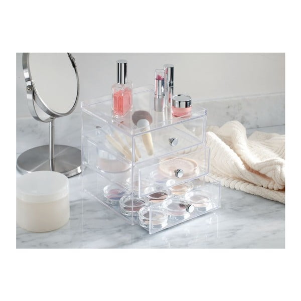 Organizer trasparente con 3 cassetti Cassetti, altezza 18 cm - iDesign-image-1