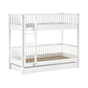 Letto da bambini a castello/estraibile bianco in faggio massiccio con contenitore con rete inclusa 90x200 cm Forrest – Vipack